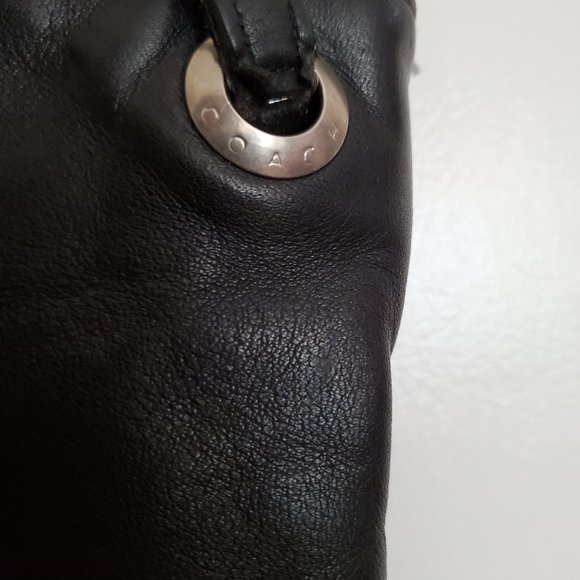 Vtg Black Coach Leather Bucket Shoulder Handbag Purse C8C-4241 - Picture 7 of 14
